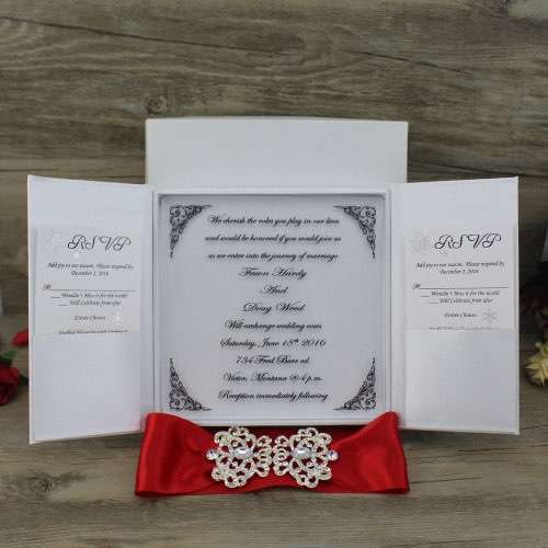 Clear Acrylic Wedding Invitations with Silk Box